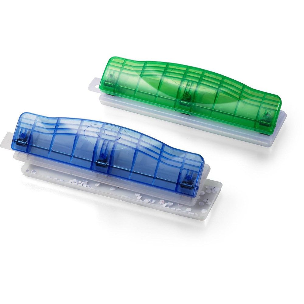 Translucent Plastic 3 Hole Punch, 8 Sheet Capacity, Comes in Assorted Translu...