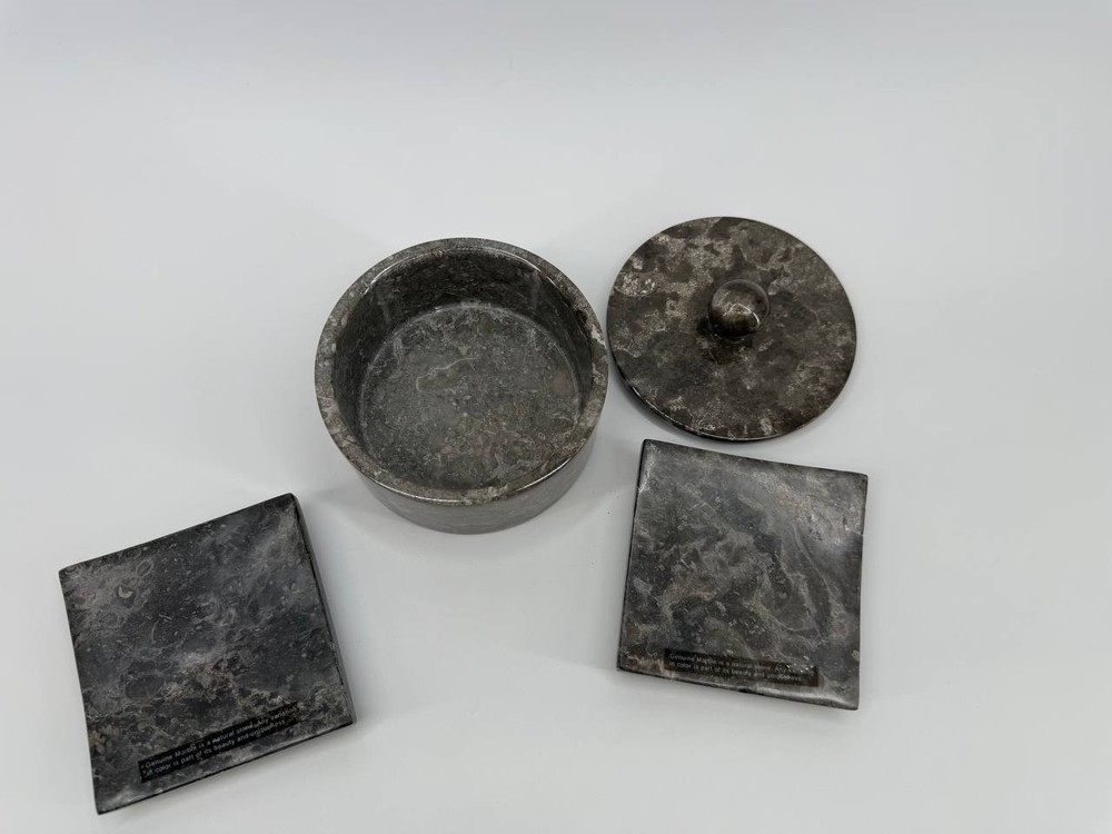 Creative Home Marble Bathroom Accessory Set 3 Pc Box & Trays 3.06 lb