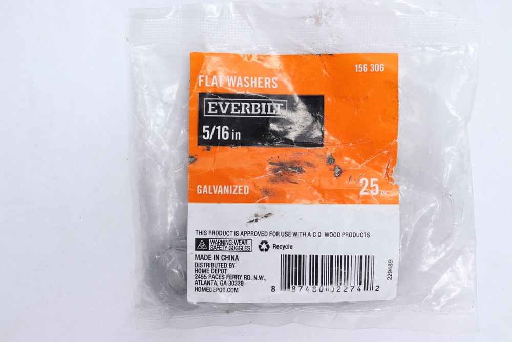 (25-Pk) Everbilt Flat Washer Set Galvanized 5/16 156306