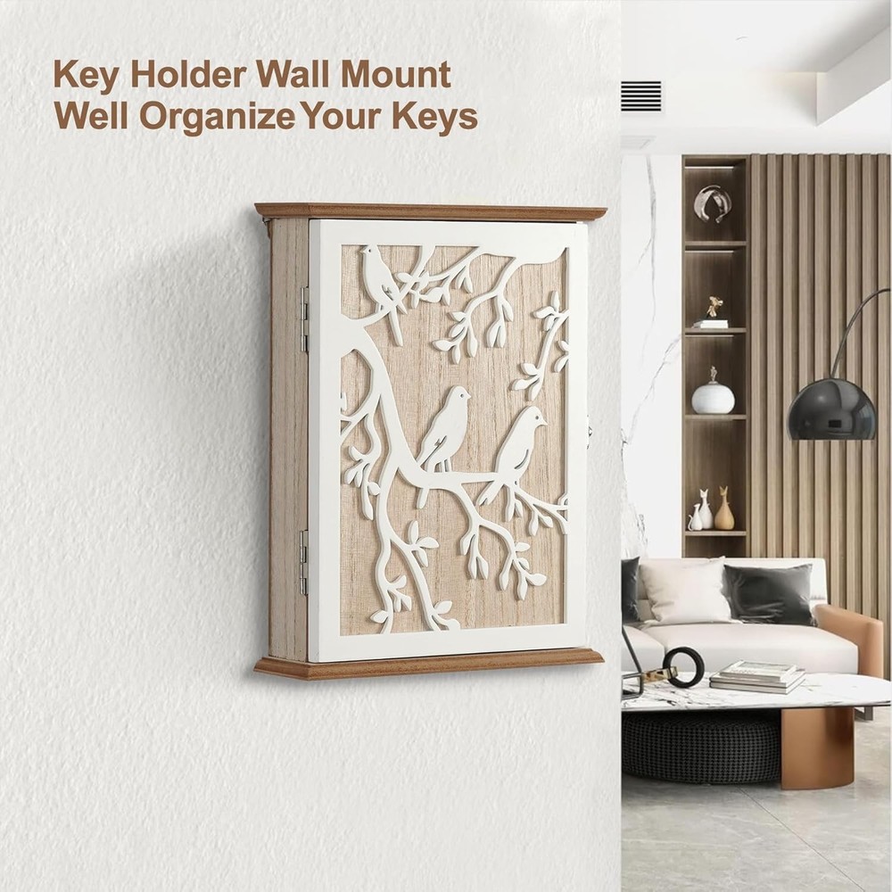Key Holder for Wall Mount, Hooks Hanging Rack white
