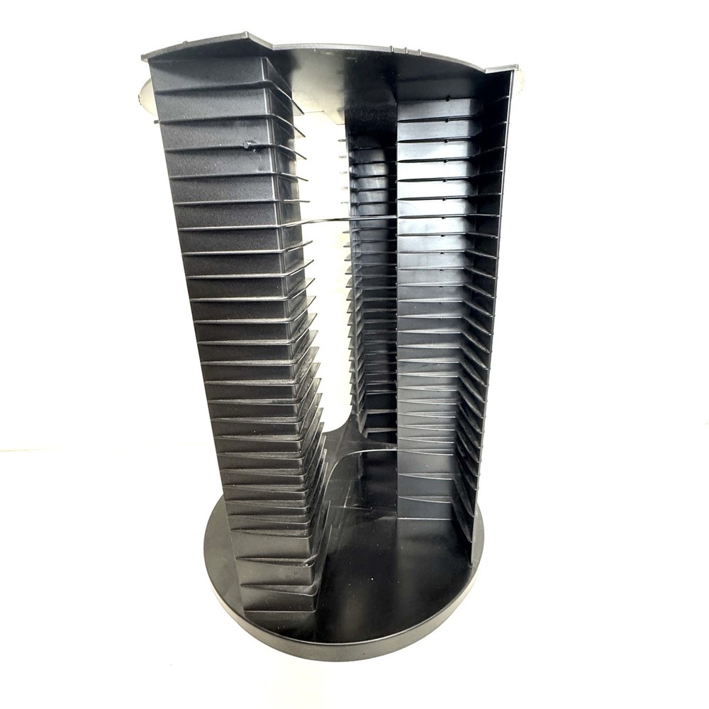 Fellowes 112 CD Disc Carousel Rotating Storage Tower Rack Black 15.5" x 11"