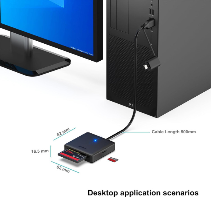 Memory Card Reader, 4In1 USB 3.0 and USB-C to SD Micro SD MS CF Card Reader Ada