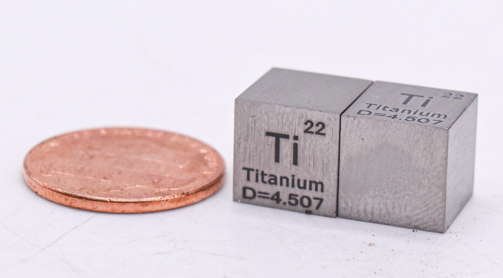 0.39" 10mm Titanium Cube Pure 99.9% Periodic Table Element Engraved Density 1PC