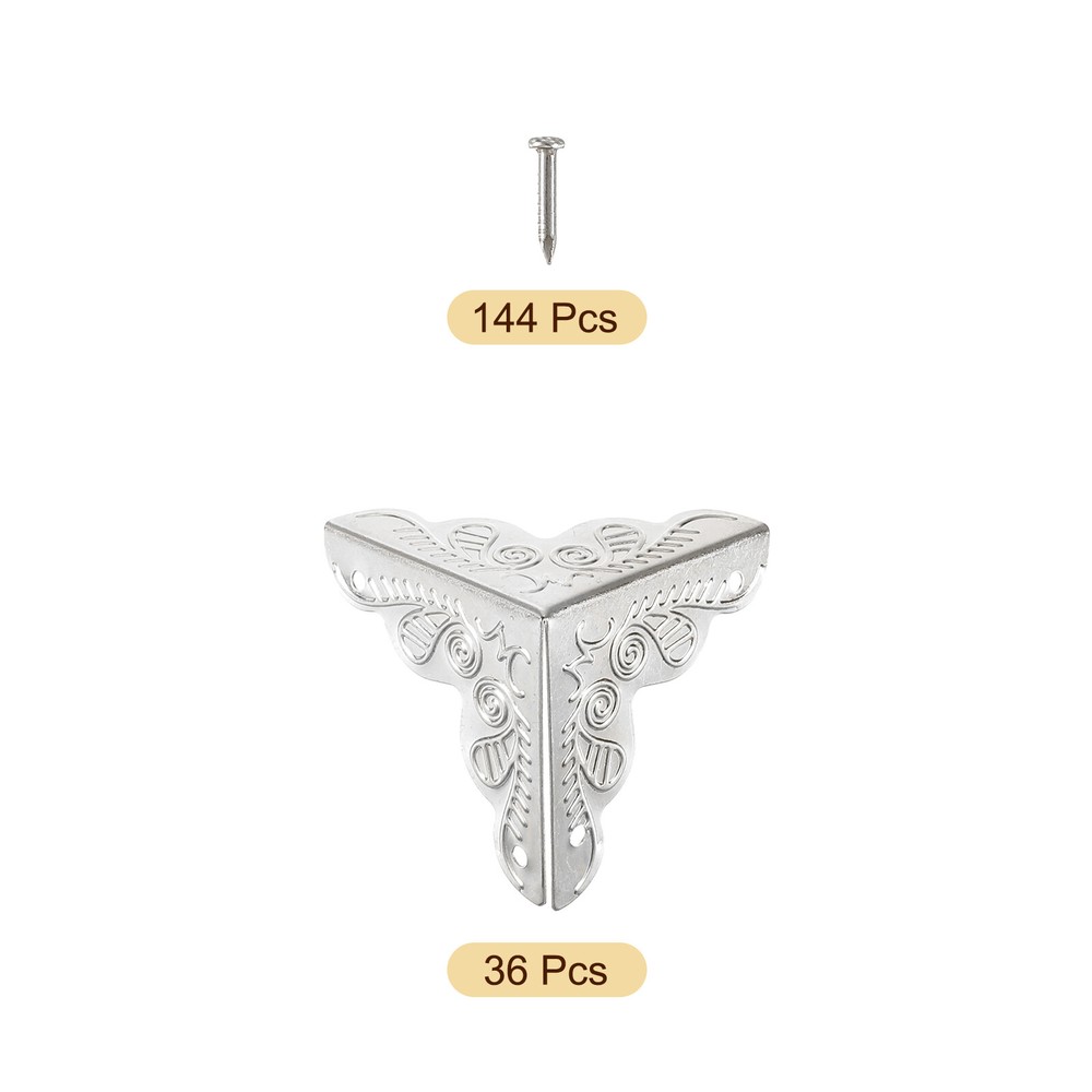 36 Pcs 25mm Decorative Box Corner Cover, Corner Protector, Silver