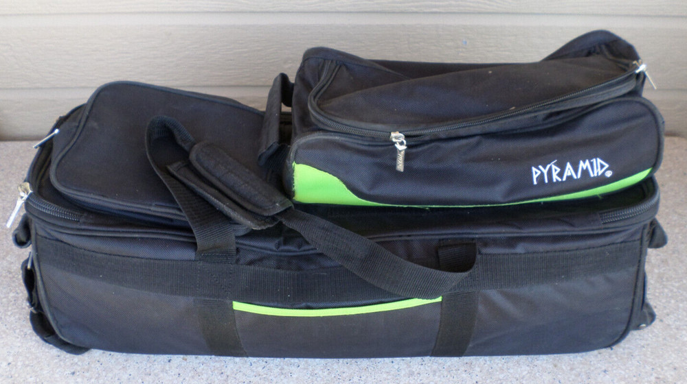 Pyramid Path Black/Green Triple Bowling Ball Rolling Bag