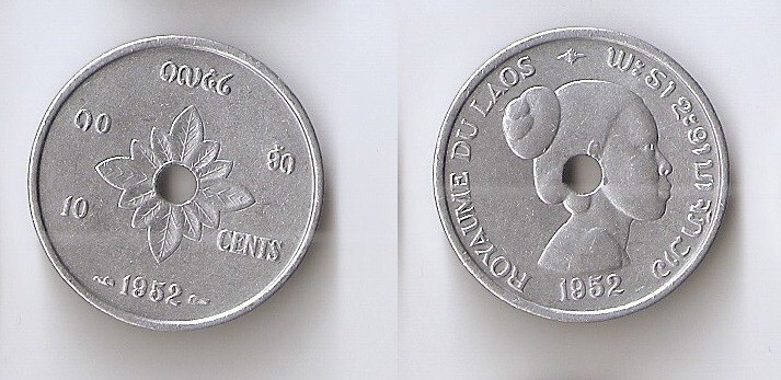 Laos 10 cents 1952