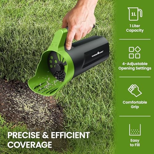 Garden Guru Handheld Seed Spreader Shaker – Multi Use Grass Seed, 1 Pack