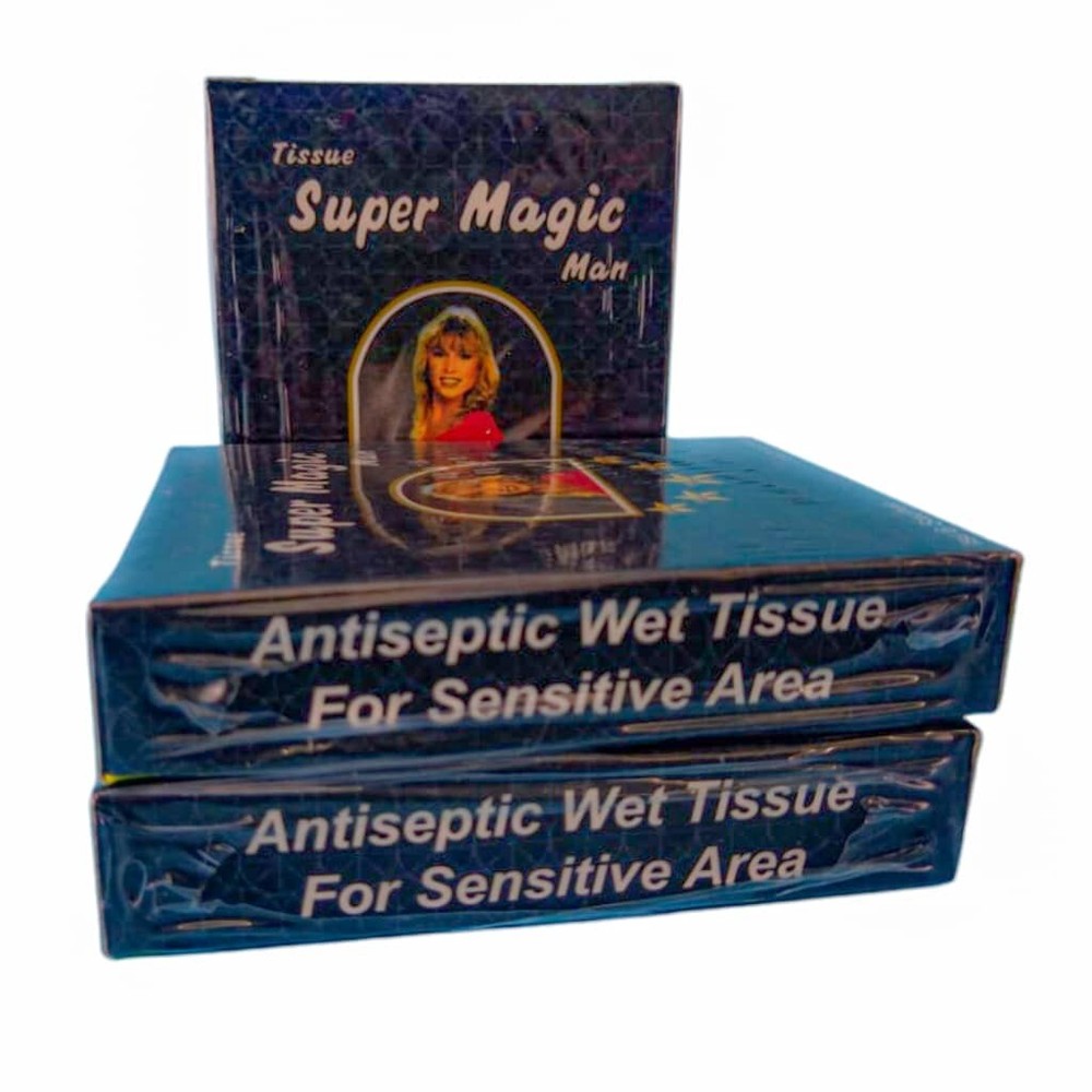 Super Magic Man Antiseptic Wet Tissue Longer Delay Sex Ejaculation 3 Boxes