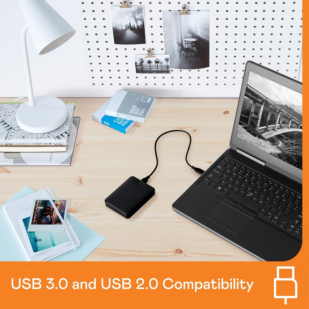 WD 2TB Elements Portable External Hard Drive for Windows, USB 3.2 2TB, Black