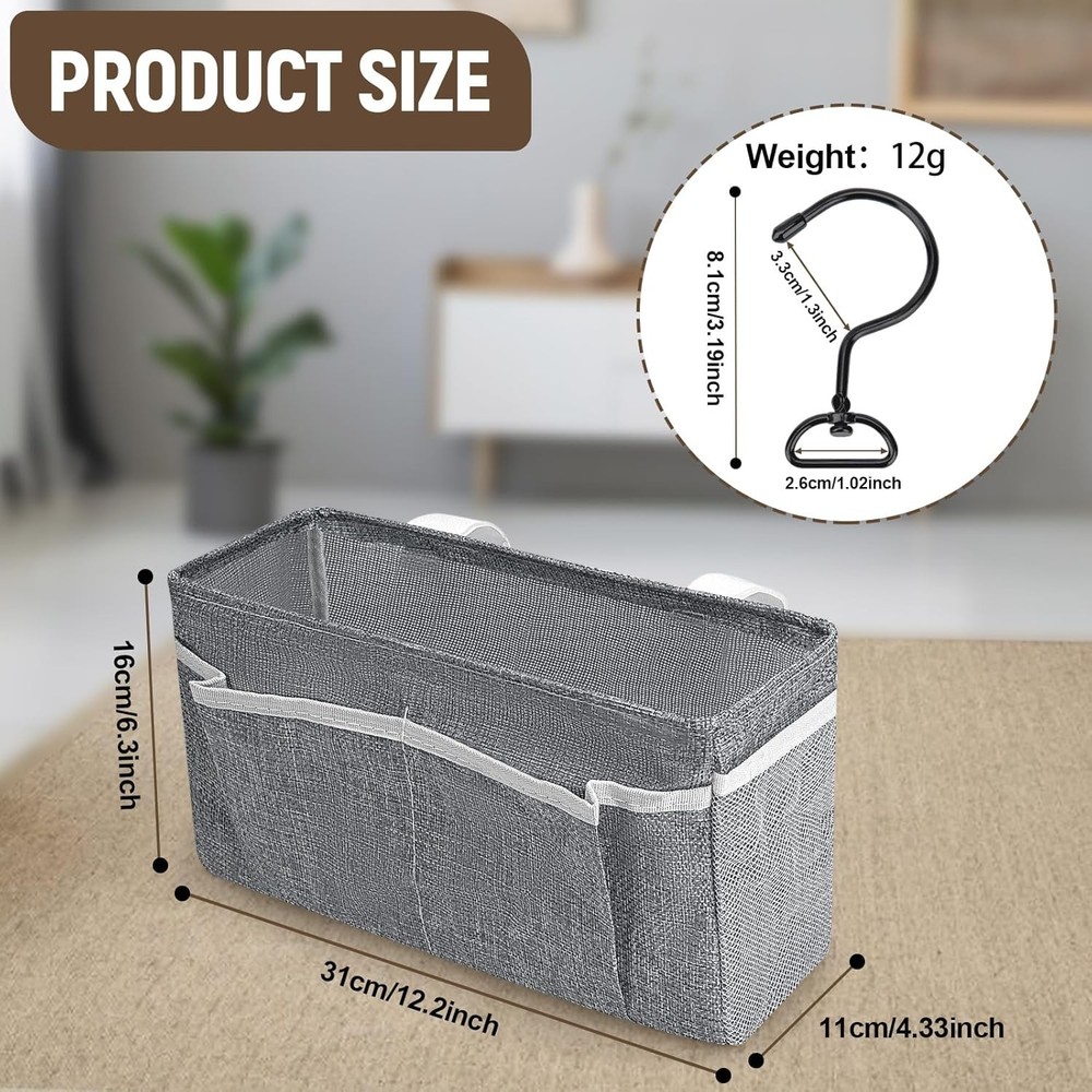Bedside Caddy Hanging Organizer Storage Bag with Self Adhesive Back for