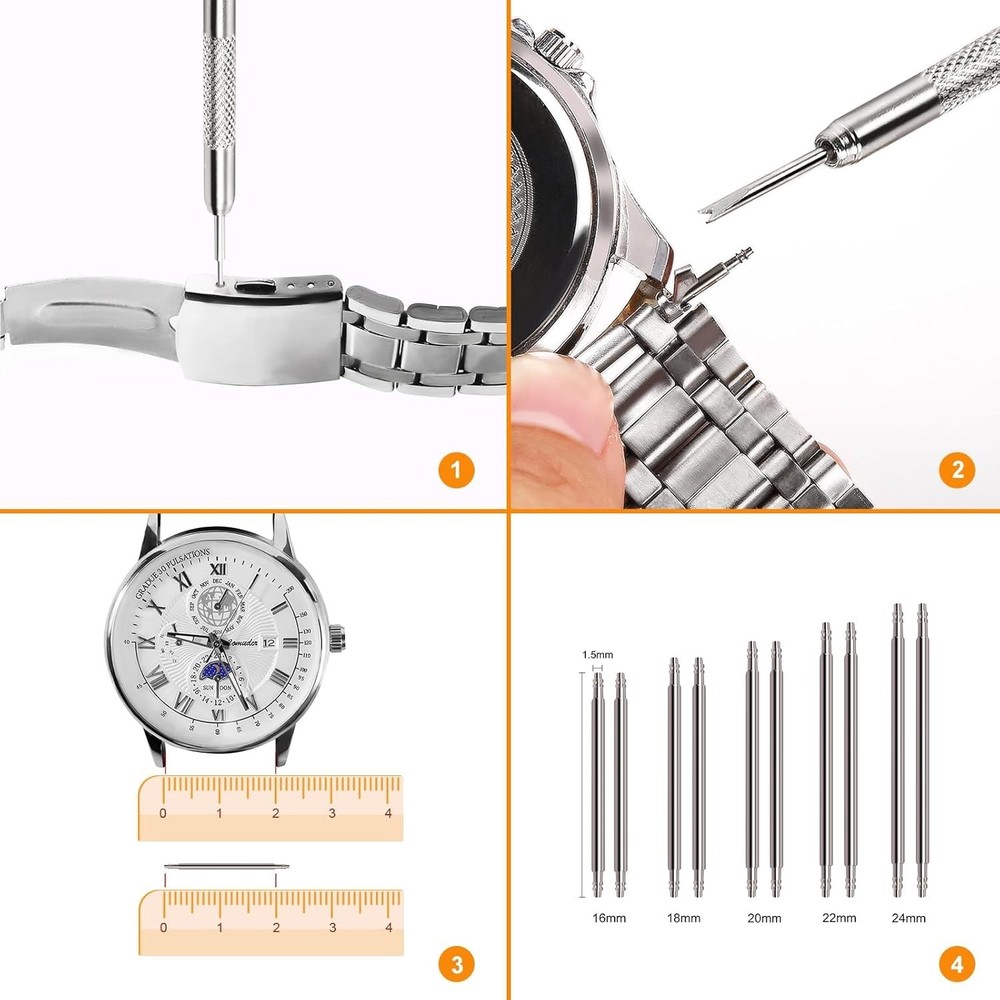 Professional 32-Piece Watch Repair Kit - Includes Tools, Spares, Safety Tips