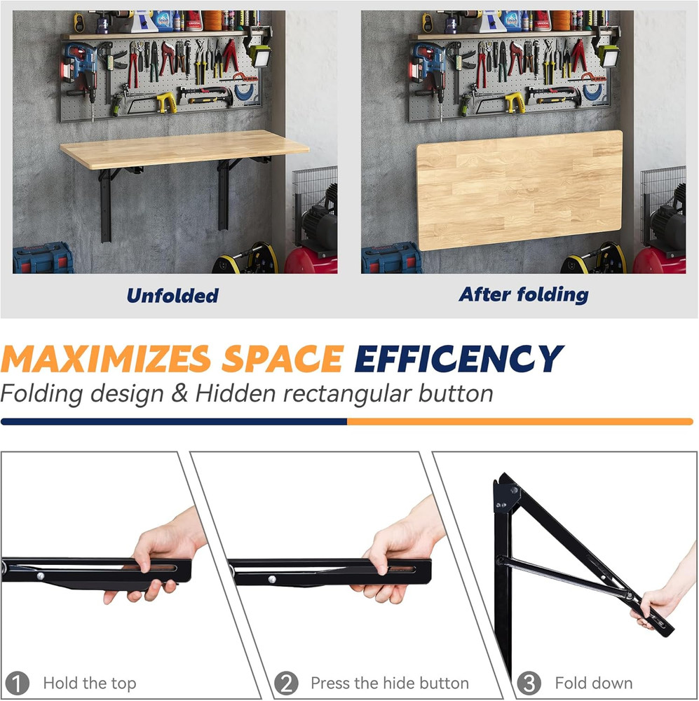 Ultrawall Wall Mounted Folding Workbench, Heavy Duty Foldable Work Table, Collap