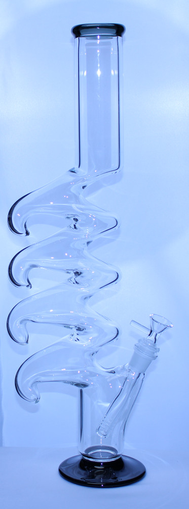 Quad Hook Water Pipe W/ Colored Trim | Black | 20"