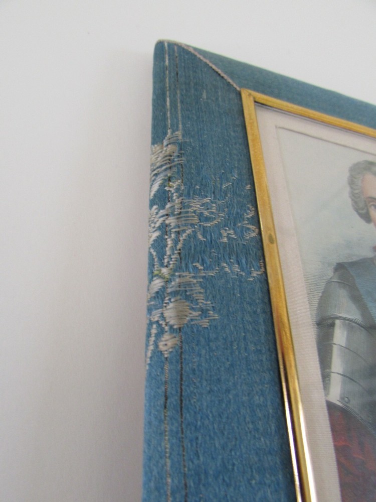 Antique Old Arts New York Blue Silk Frame 6"