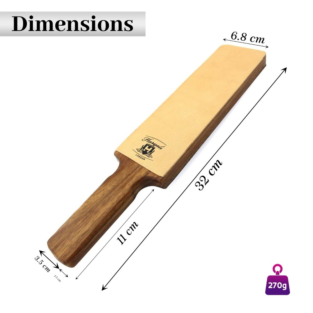 Men Leather Paddle Strop Double-Sided Sharpening With Wooden Handle