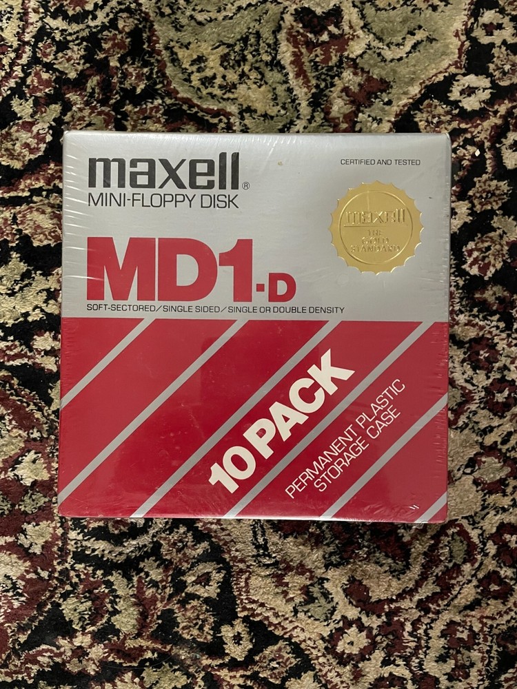 Maxell Mini-Floppy Disk MD1-D 10 Pack NEW SEALED