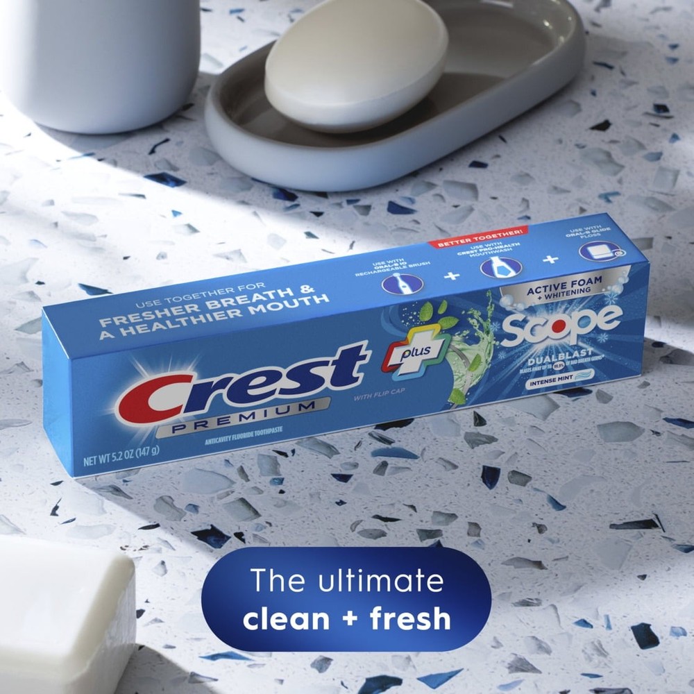 Crest Premium Plus Scope Blast Toothpaste, Mint, 5.2 oz, 3 Pack