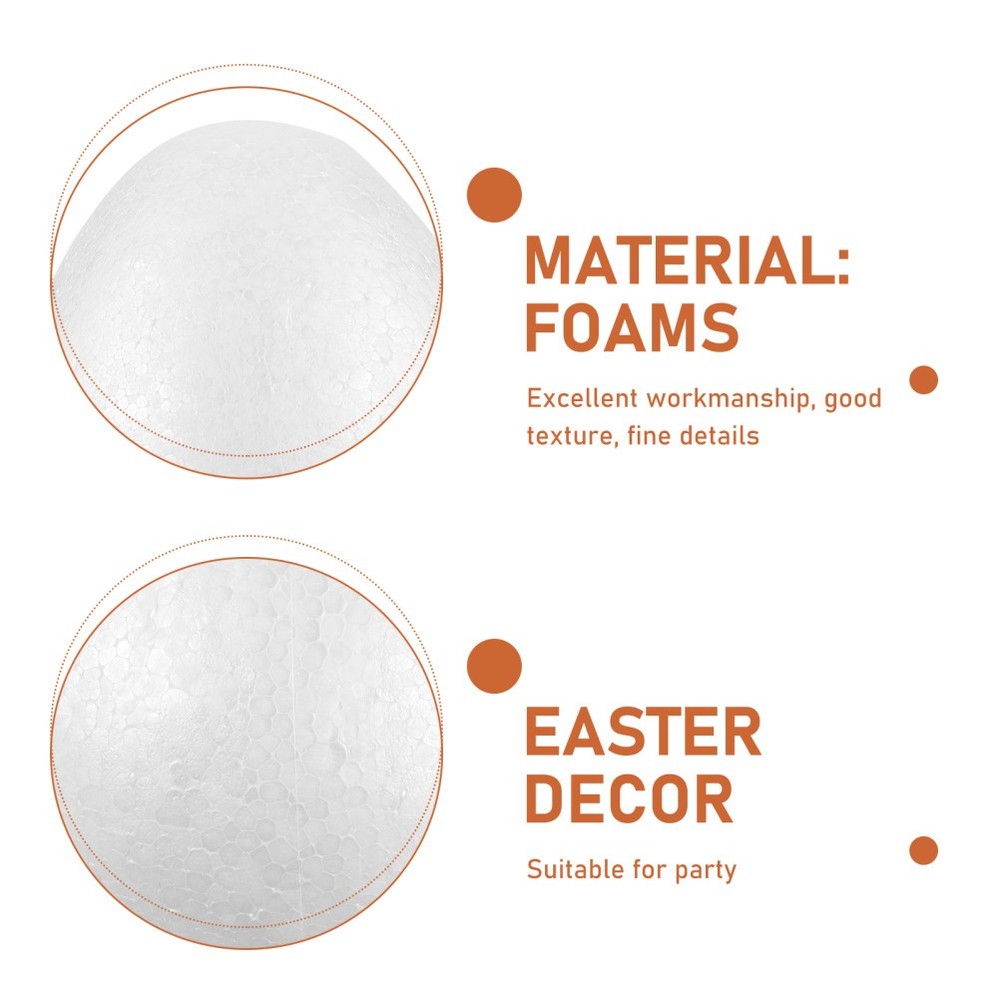 2Pcs White Foam Egg Shapes Ornaments 20cm Polystyrene Decoration