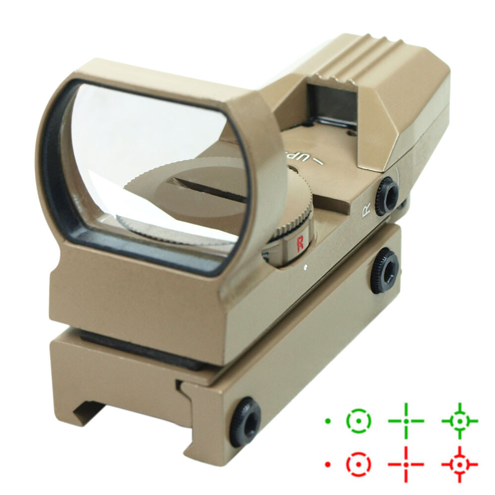 Tactical Holographic Reflex Red Green Adjustable Dot Sight with Rail Mount - Tan
