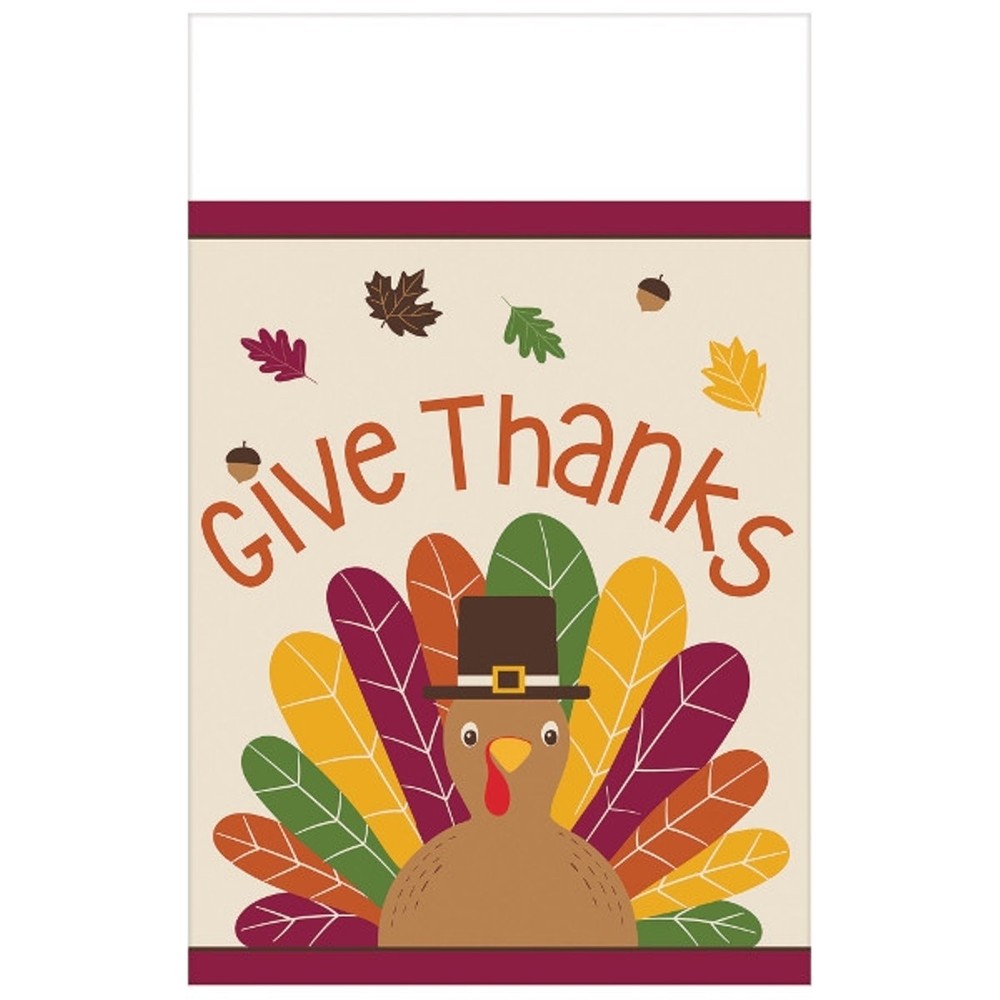Gobble Gobble Plastic Tablecover 54 x 102 Turkey Thanksgiving