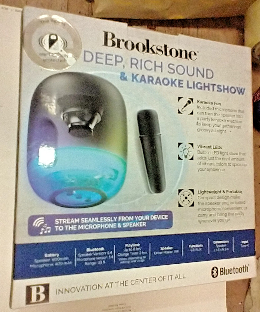 NEW!! Brookstone Spark Wireless LED Karaoke Speaker & Microphone, Bluetooth