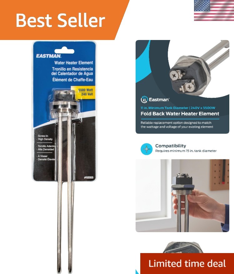 Efficient High Watt Density Water Heater Element 5500W - Screw Mount with Gasket