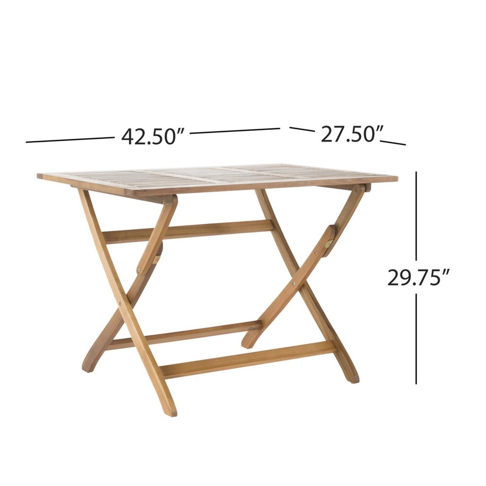 Compact Folding Table Natural Acacia Wood Portable Dining Table Space Saving