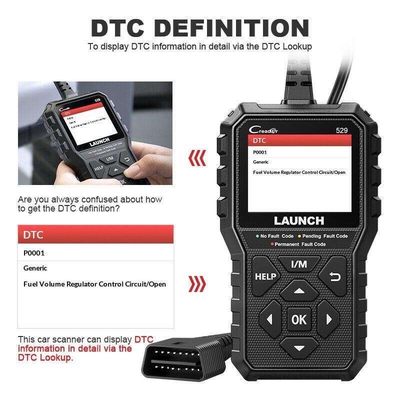 LAUNCH CR529 OBD2 Scanner OBD Code Reader Car Check Engine Fault Diagnostic Tool