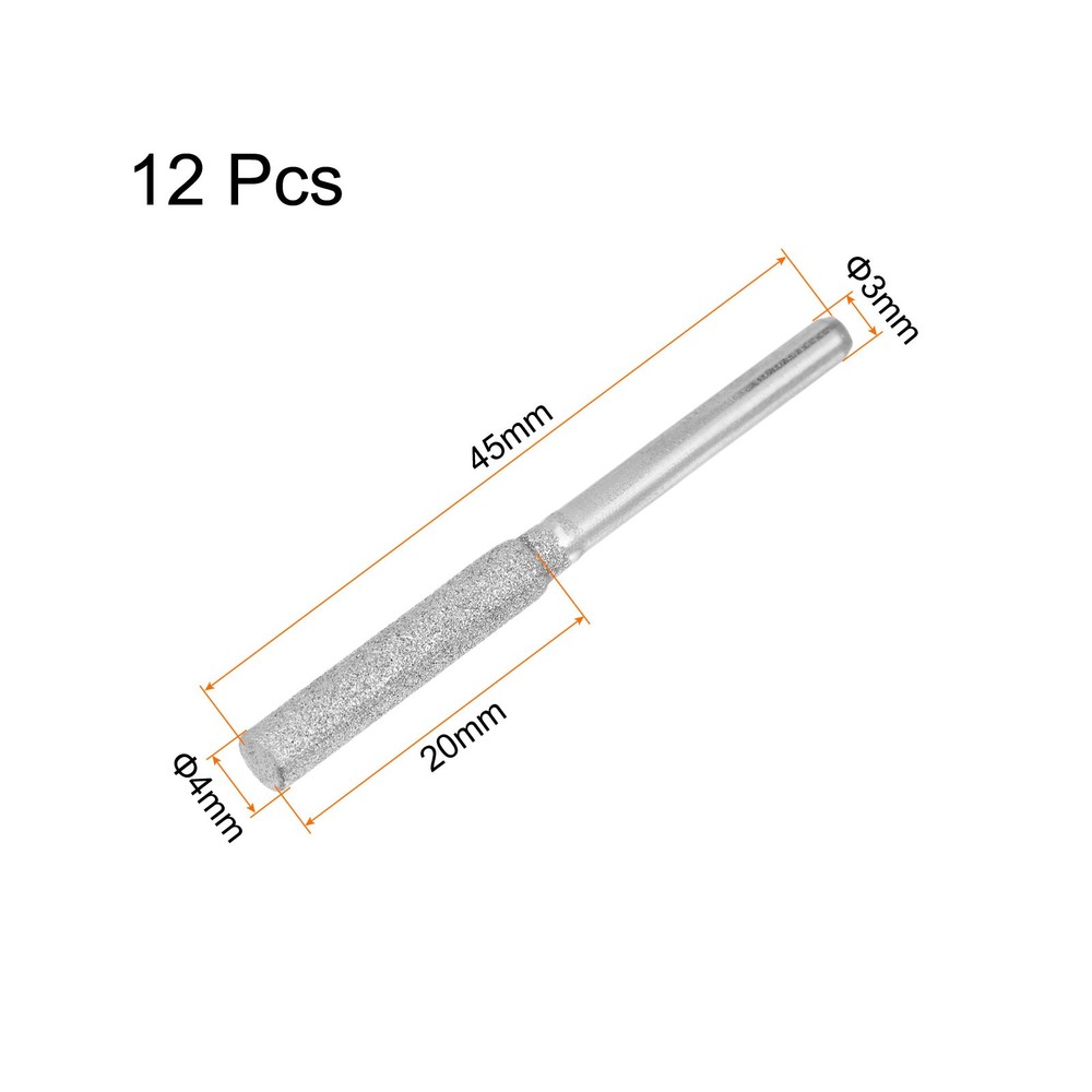 12pcs Diamond Coated Chainsaw Sharpener Bits 5/32" Chain Saw Grinder
