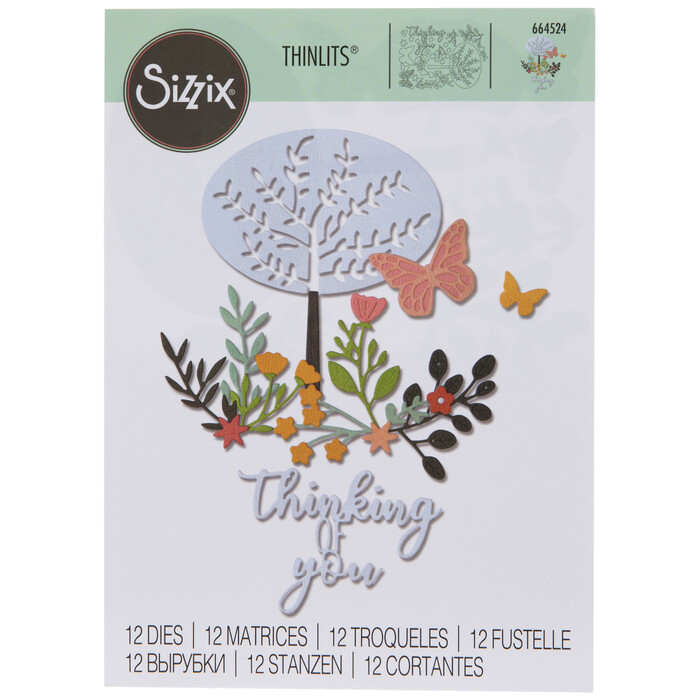 Universal Metal Die Cut Tool Sizzix Thinlits Thinking Of You 664524 Cut Emboss