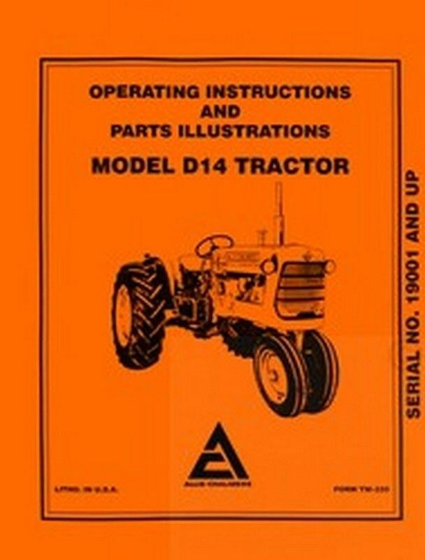 Allis Chalmers D14 D-14 Operators Manual After Se 19001