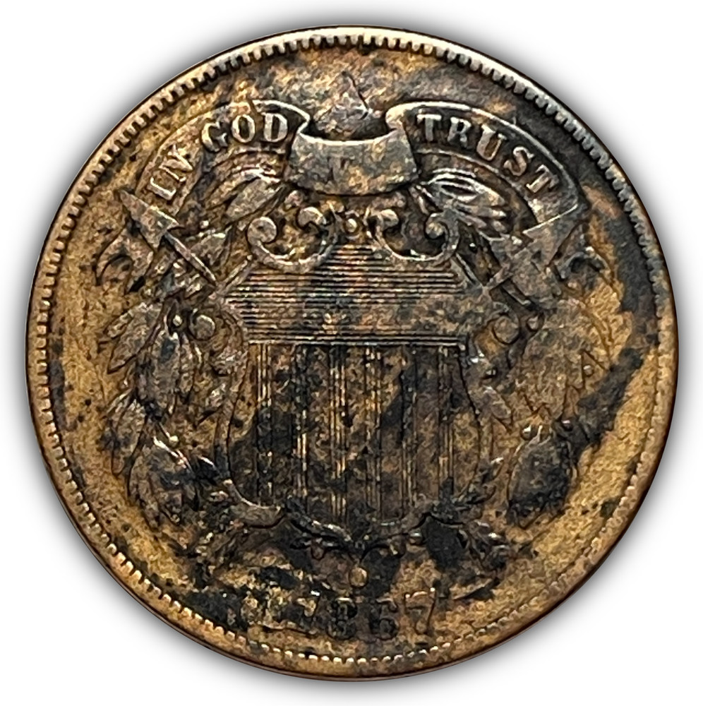 1867 Two Cent Piece Very Fine VF Coin #22868
