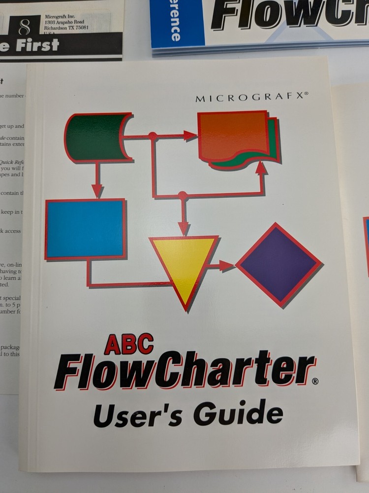 MicroGrafx ABC FlowCharter 2.0 Software 3.5 Disk For PC Windows BIG BOX VTG