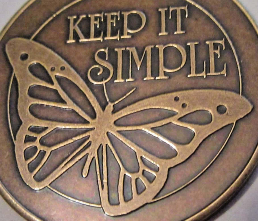 Alcoholics Anonymous AA bronze Medallion Butterfly NA keep it simple token Token