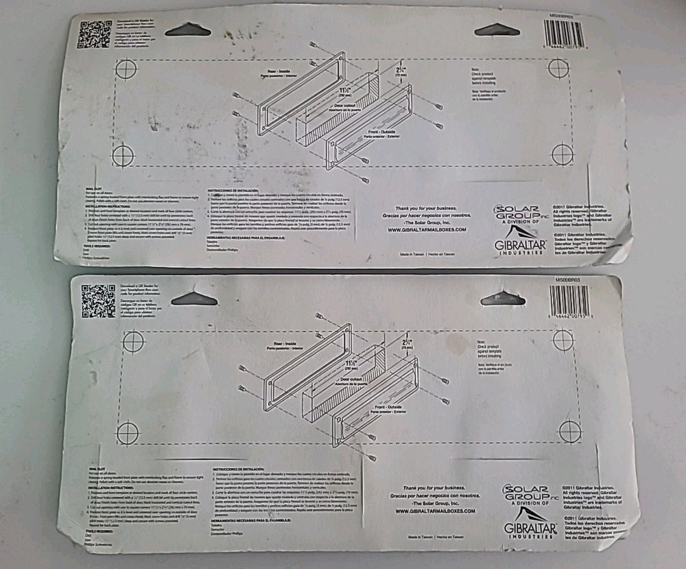 2 Gibraltar MS00BR03 Spring Loaded Polished Brass Mail Slots (B3-D18)