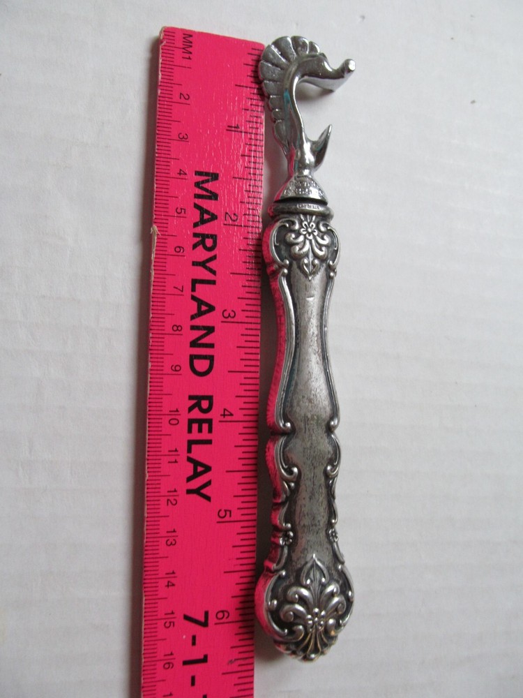 Antique Sterling Silver Handle Chrome head Bottle Opener