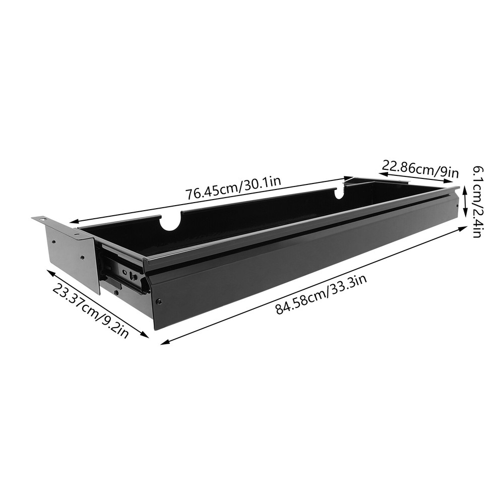 33” Black Space Saver Sliding Under Desk Storage Drawer Pull-out Drawer