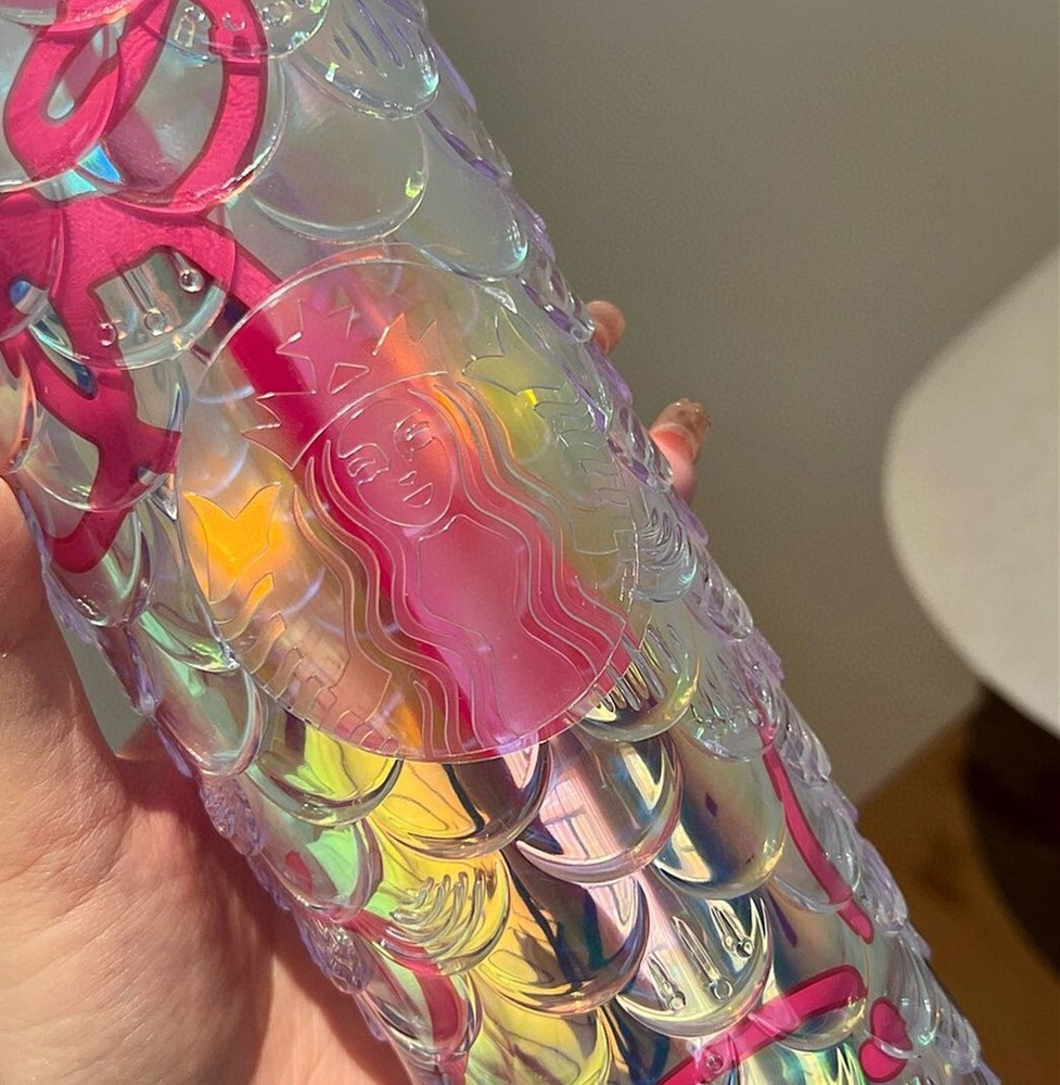 Summer Explosion Fish Scale Pattern Frozen Drink Cup Plastic Straw Cup Starbucks