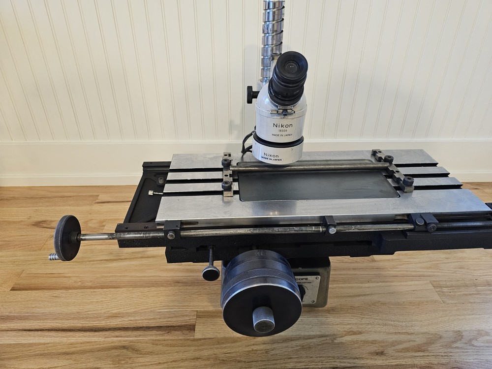 Nikon Measurescope Toolmakers Measuring Microscope X-Y Table Brown & Sharp Dials