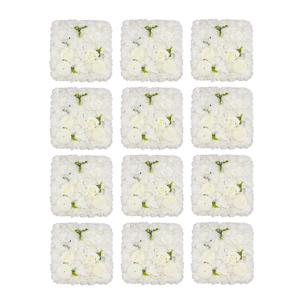 3D Flower Wall Panel-12pcs Artificial Flower Wall Background Silk Rose Wedding