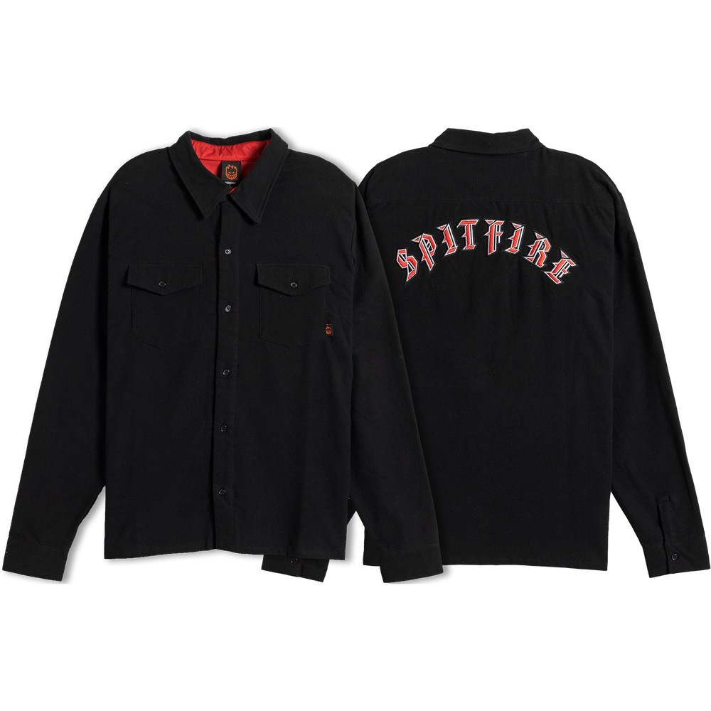 Spitfire Wheels Old E Emboidered Black Flannel Shirt