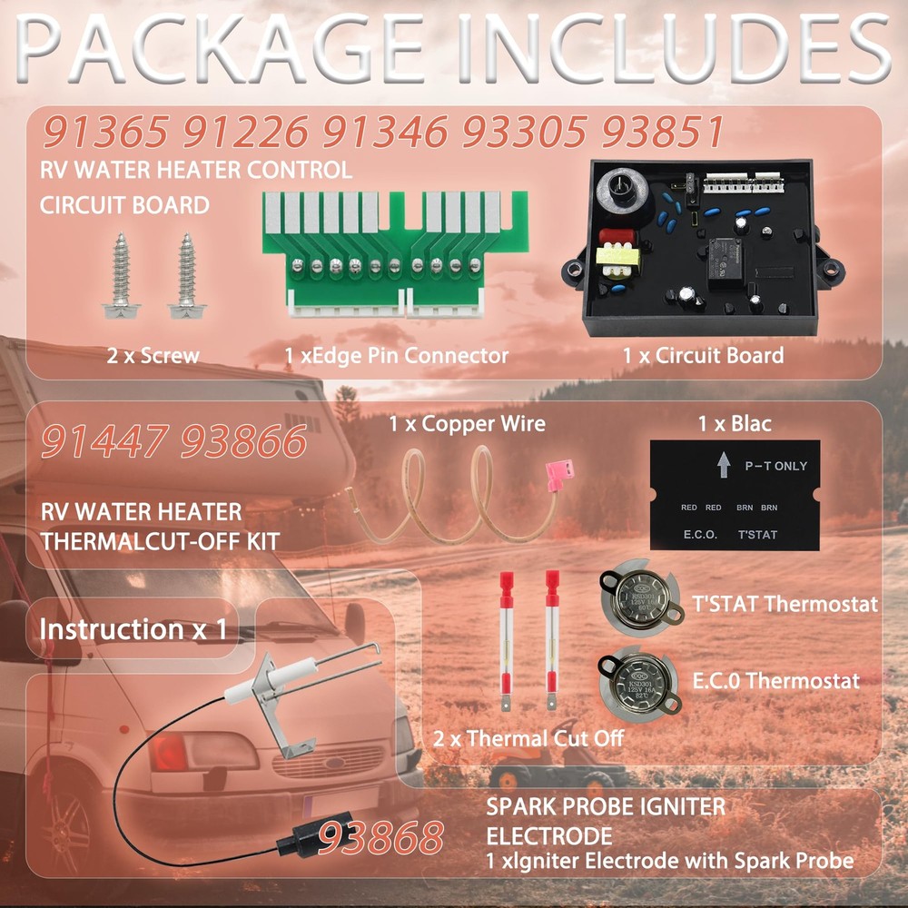 RV Water Heater Replacement Kit fit for Atwood & Dometic – Includes Black