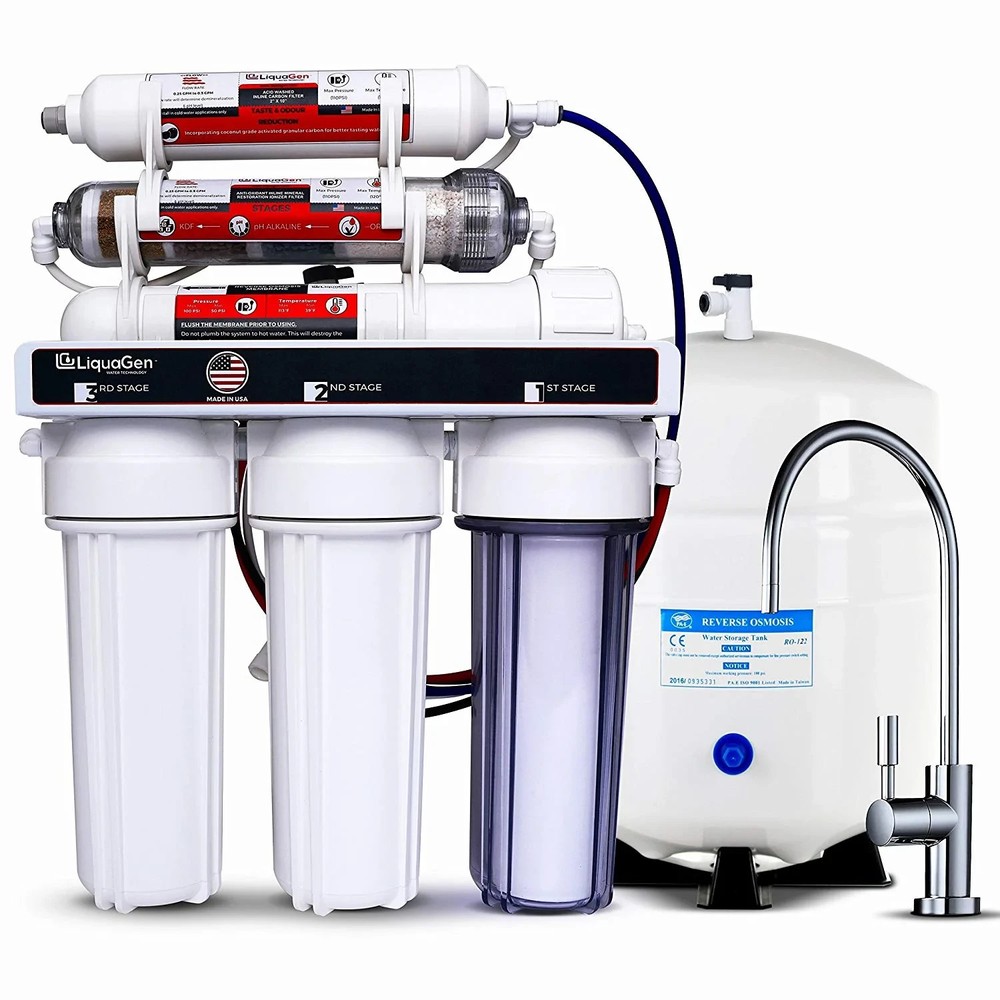 LiquaGen 6 Stage Under Sink Alkaline RO Water Filter System | pH Boost & -ORP