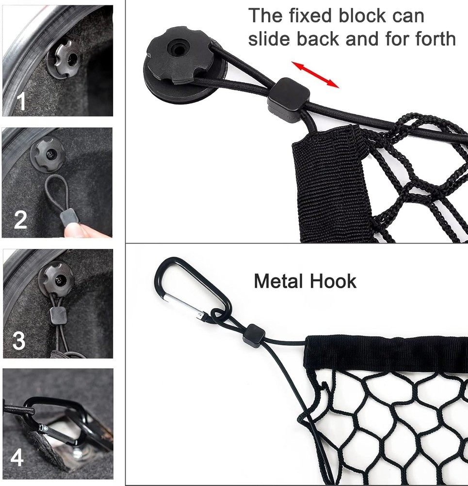Stretchable Adjustable Cargo Net Elastic Trunk Mesh Nets with Metal Hook 35.4x15