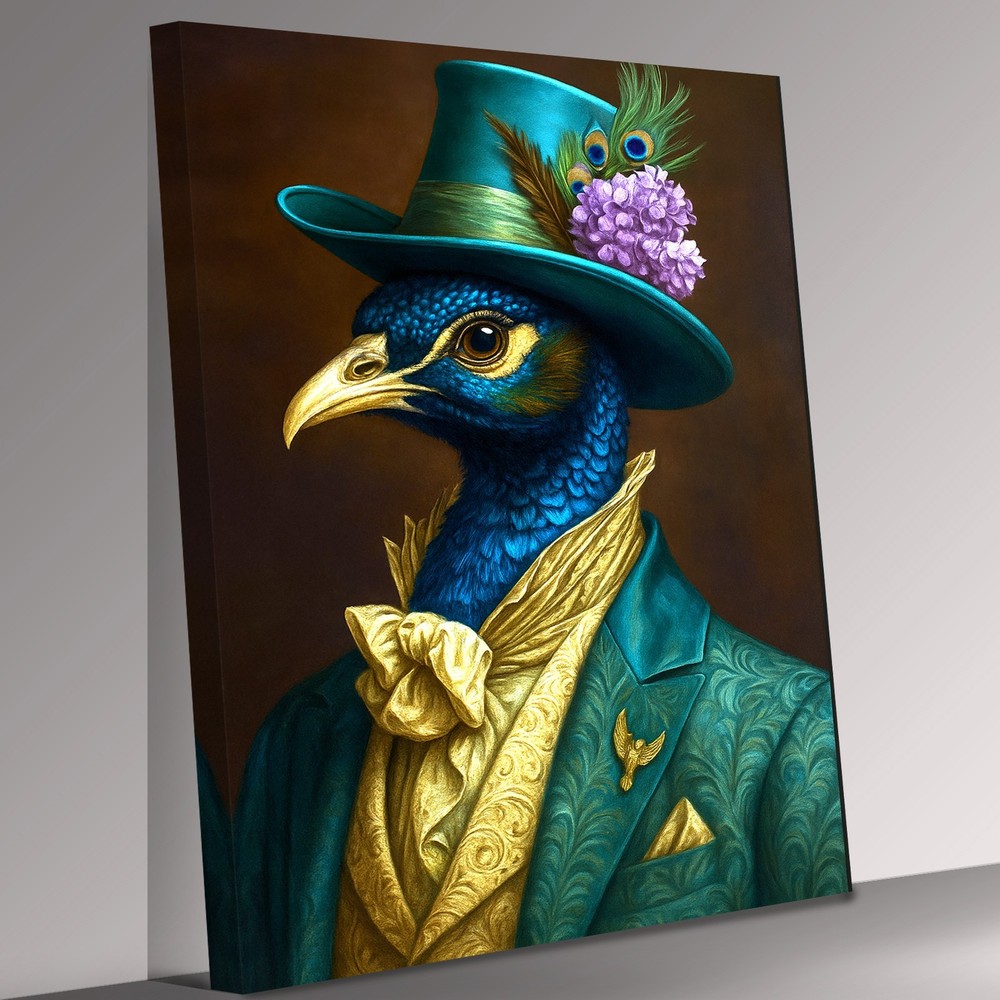 Peacock Smartly Dressed  Canvas Print Wall Art Picture