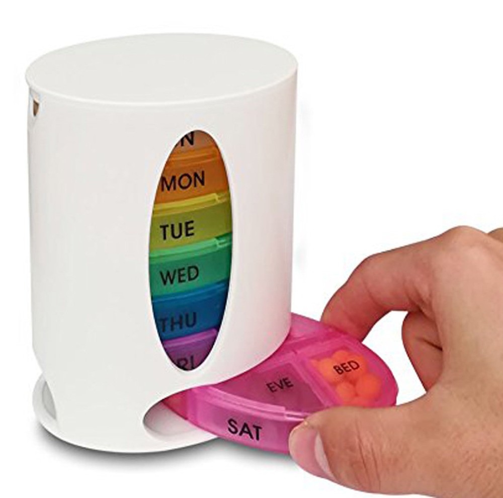 7 Day Weekly Pill Organizer Case Portable Color Coded Container Medicine Holder