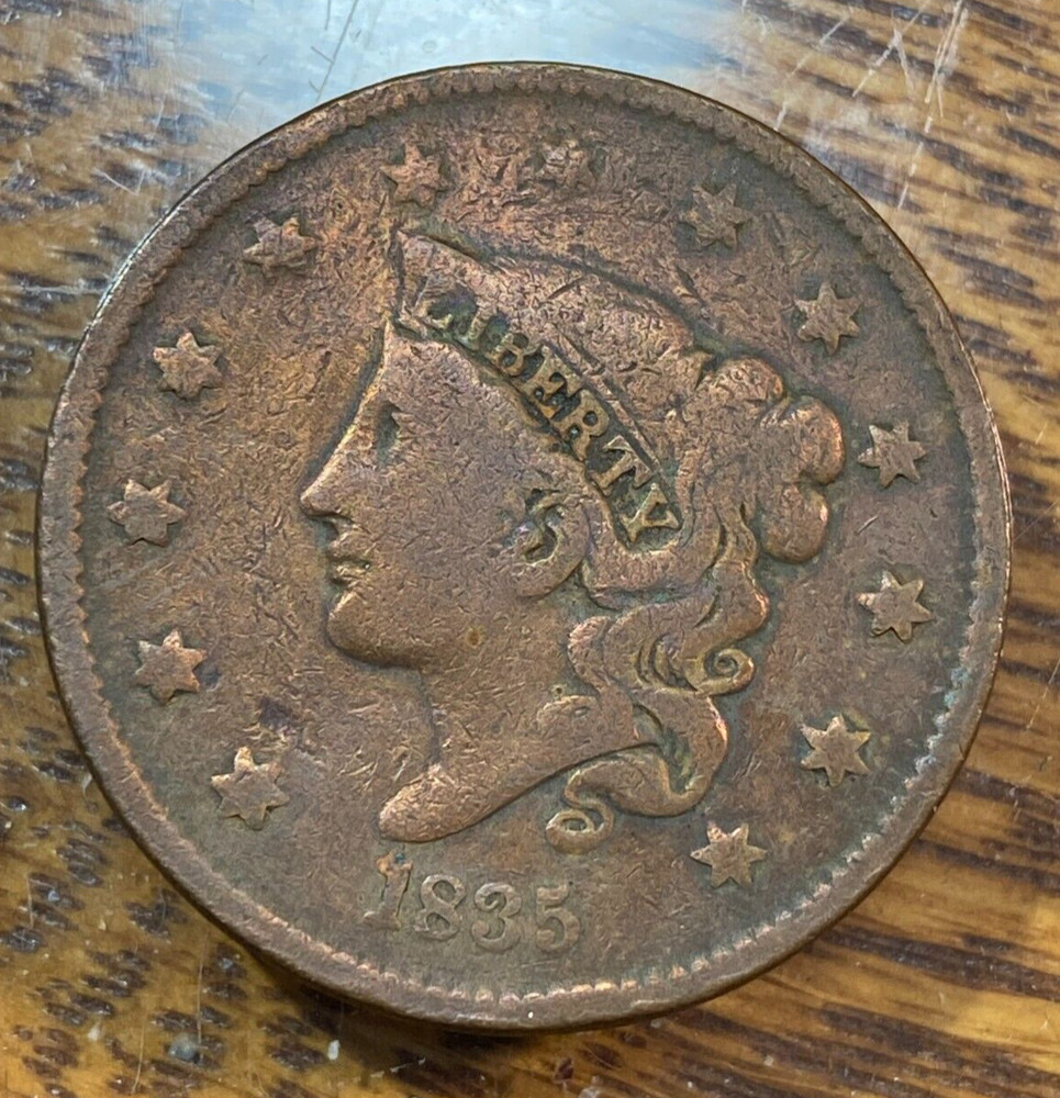1835 Small Eight & Stars Large Cent Nice Original VG CHRC