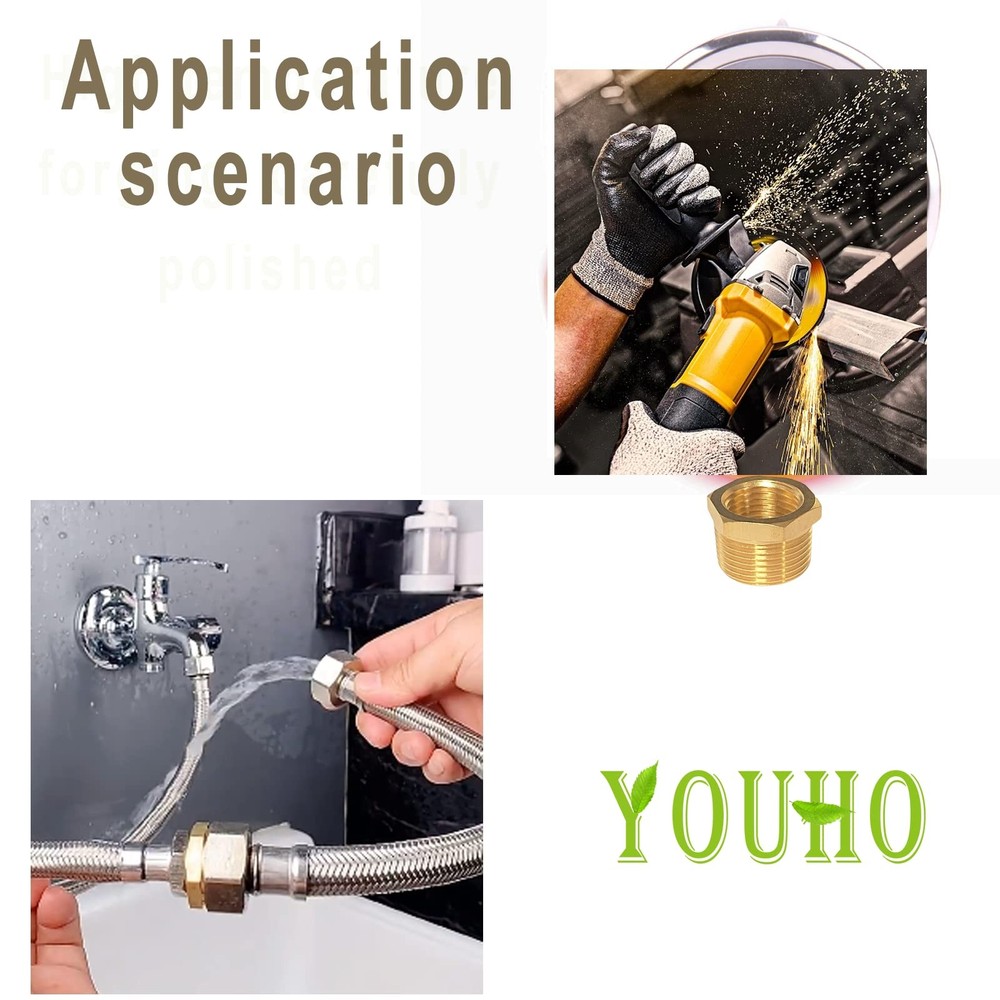 YOUHO 1/2 to 3/8 reducer Brass Threaded Pipe Fitting 3/8,