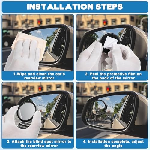 2 Pcs Round Blind Spot Rear View Mirrors, 2 Inch Convex Mirror Adjustable