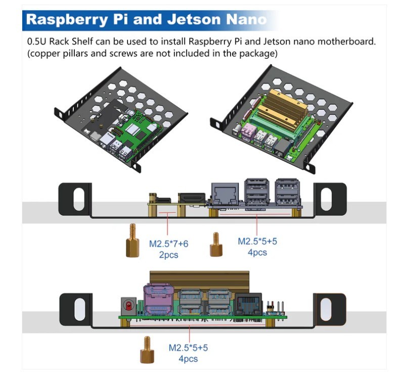 DeskPi RackMate Accessories 7-inch Shelf for TT Mini Server/PC Rack DP-0061